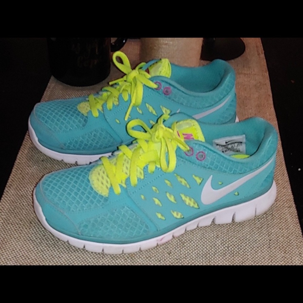 Nike Flex Run Turquoise/Volt Ladies Running Shoes